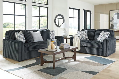 Midnight-Madness Gunmetal Sofa and Loveseat