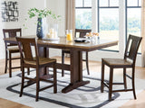 Rylandeen Light Brown/Dark Brown Counter Height Dining Table and 4 Barstools