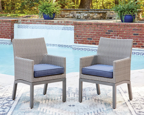 Half Gray Moon Beach Outdoor Dining Table and 4 Chairs