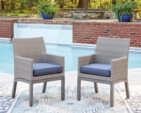Half Gray Moon Beach Outdoor Dining Table and 4 Chairs