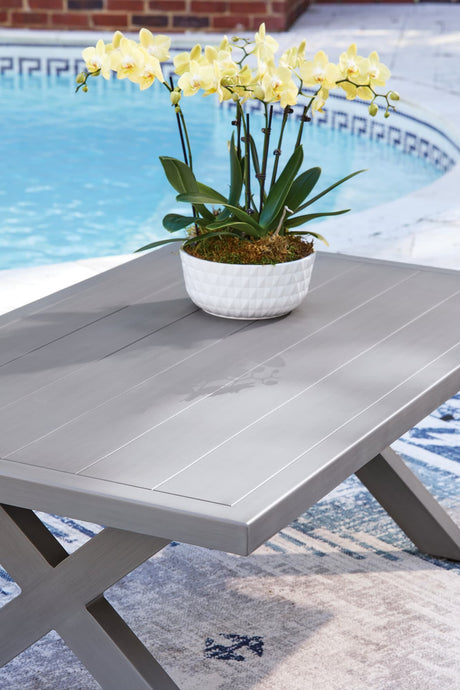 Half Blue/Gray Moon Beach Outdoor Sofa and 2 Chairs with Coffee Table
