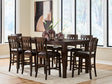 Haddigan Dark Brown Counter Height Dining Table and 8 Barstools