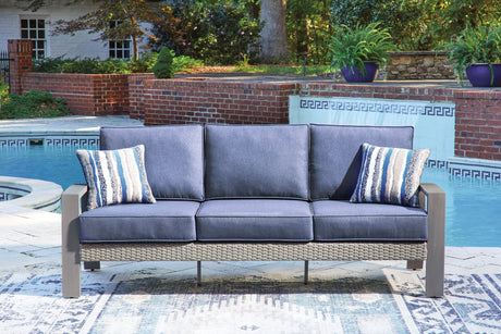 Half Blue/Gray Moon Beach Outdoor Sofa and Loveseat