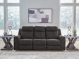 Brysonview Charcoal Faux Leather Reclining Sofa