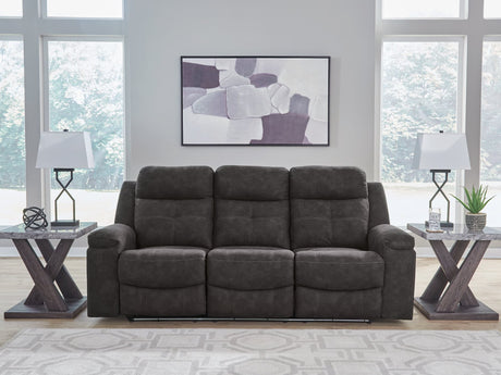 Brysonview Charcoal Faux Leather Reclining Sofa
