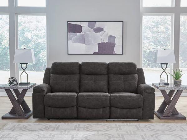 Brysonview Charcoal Faux Leather Reclining Sofa