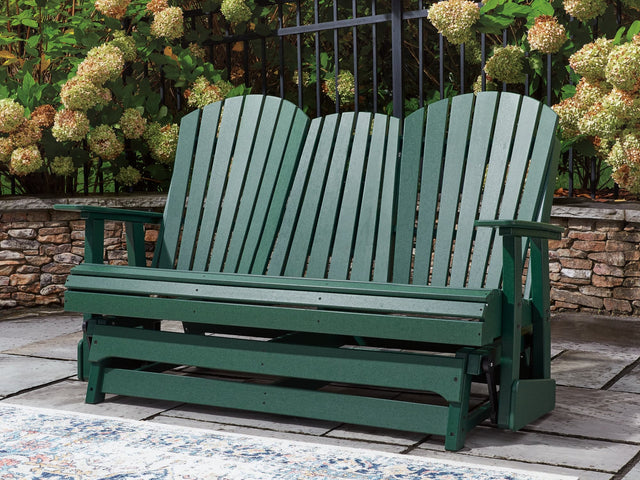 Shell Beach Green Outdoor Loveseat Glider