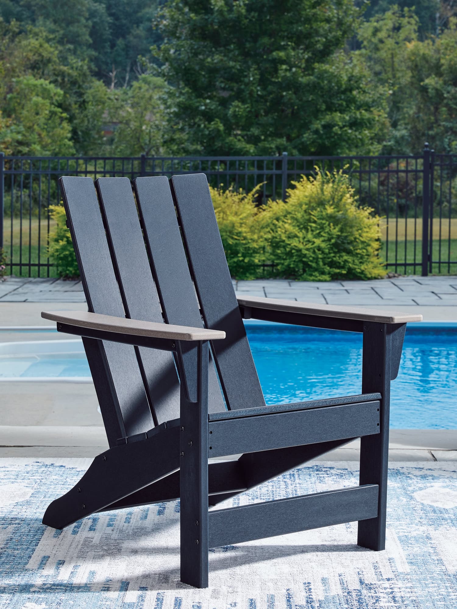 East Beach Navy Blue/Driftwood Adirondack Chair