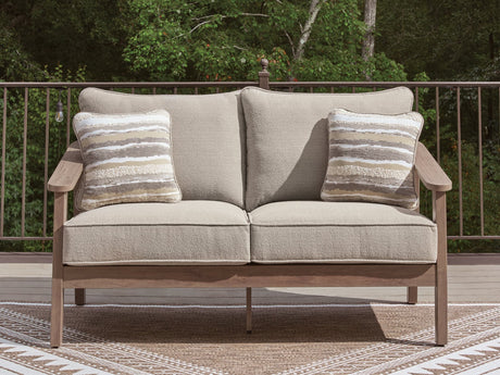 Harmony Headlands Natural/Gray Outdoor Loveseat with Cushion