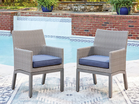 Half Moon Beach Blue/Gray Outdoor Arm Chair with Cushion (Set of 2)