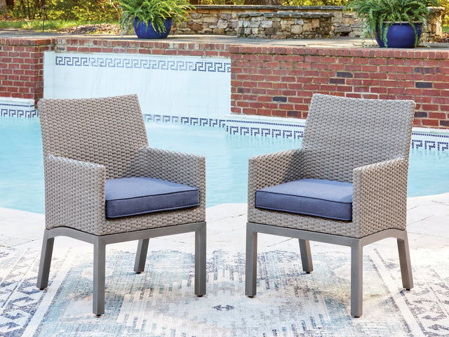 Half Moon Beach Blue/Gray Outdoor Arm Chair with Cushion (Set of 2)
