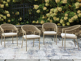 Orchard Beach Beige Outdoor Arm Chair with Cushion (Set of 4)