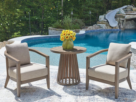 Joy Lagoon Beige Outdoor Chairs with Cushions/Table (Set of 3)