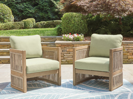Serena Shores Beige/Green Outdoor Lounge Chair (Set of 2)