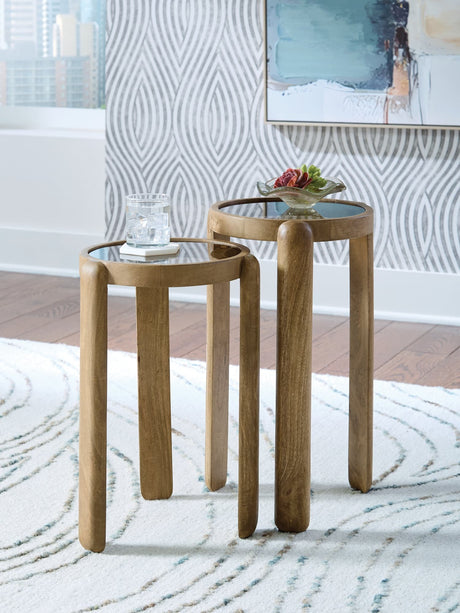 Jossor Light Brown Accent Table (Set of 2)