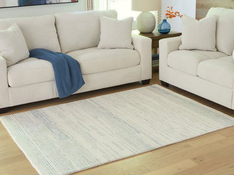 Genemost Ivory/Blue 5' x 7' Area Rug