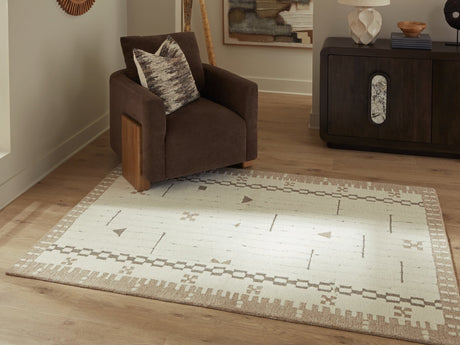 Dot Cream/Brown/Taupe 5' x 7' Area Rug
