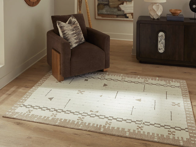 Dot Cream/Brown/Taupe 5' x 7' Area Rug