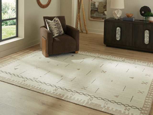 Dot Cream/Brown/Taupe 7'8" x 10' Area Rug