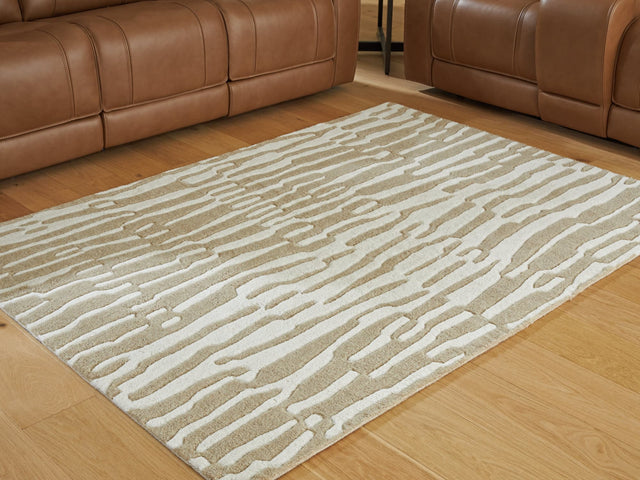 Corrbell Beige/White 5' x 7' Area Rug