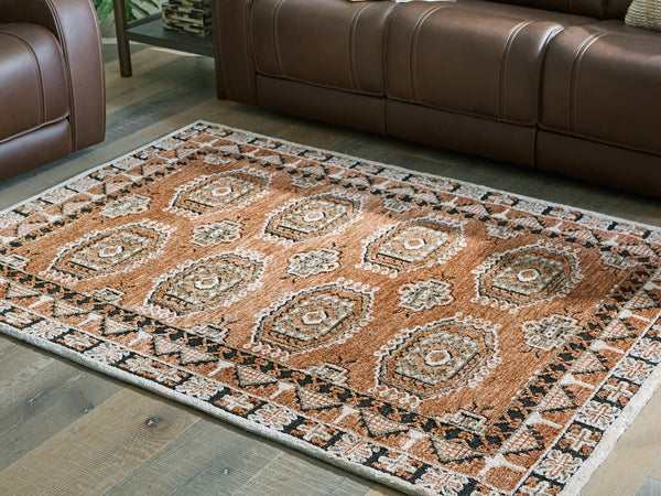 Qaabiz Sienna/Ivory/Black 5' x 7' Area Rug