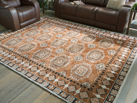 Qaabiz Sienna/Ivory/Black 7'8" x 10' Area Rug
