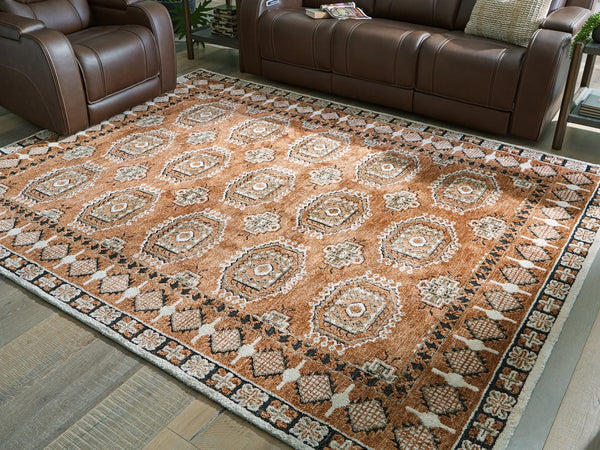 Qaabiz Sienna/Ivory/Black 7'8" x 10' Area Rug