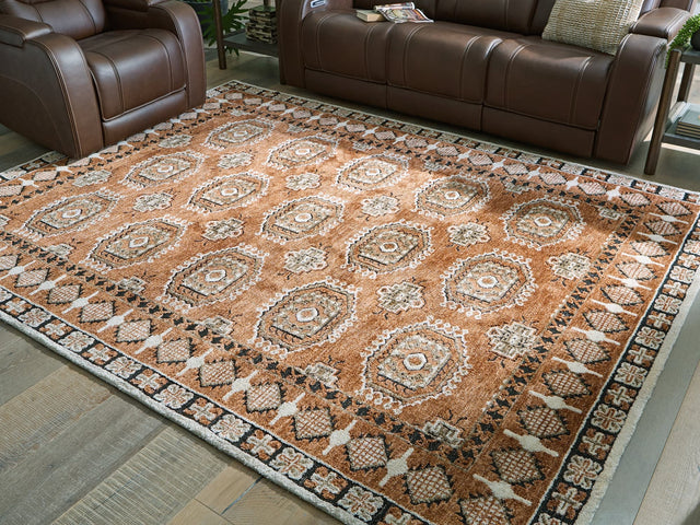Qaabiz Sienna/Ivory/Black 7'8" x 10' Area Rug