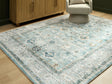 Ladstoney Teal/Beige/Ochre 7'6" X 9'6" Memory Foam Area Rug