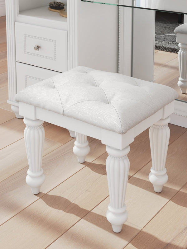 Kozlani White Vanity Stool