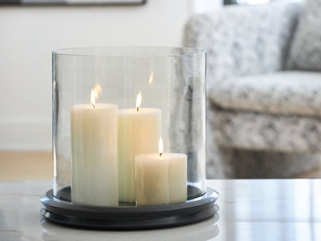 Saskia Clear/Black Candle Holder
