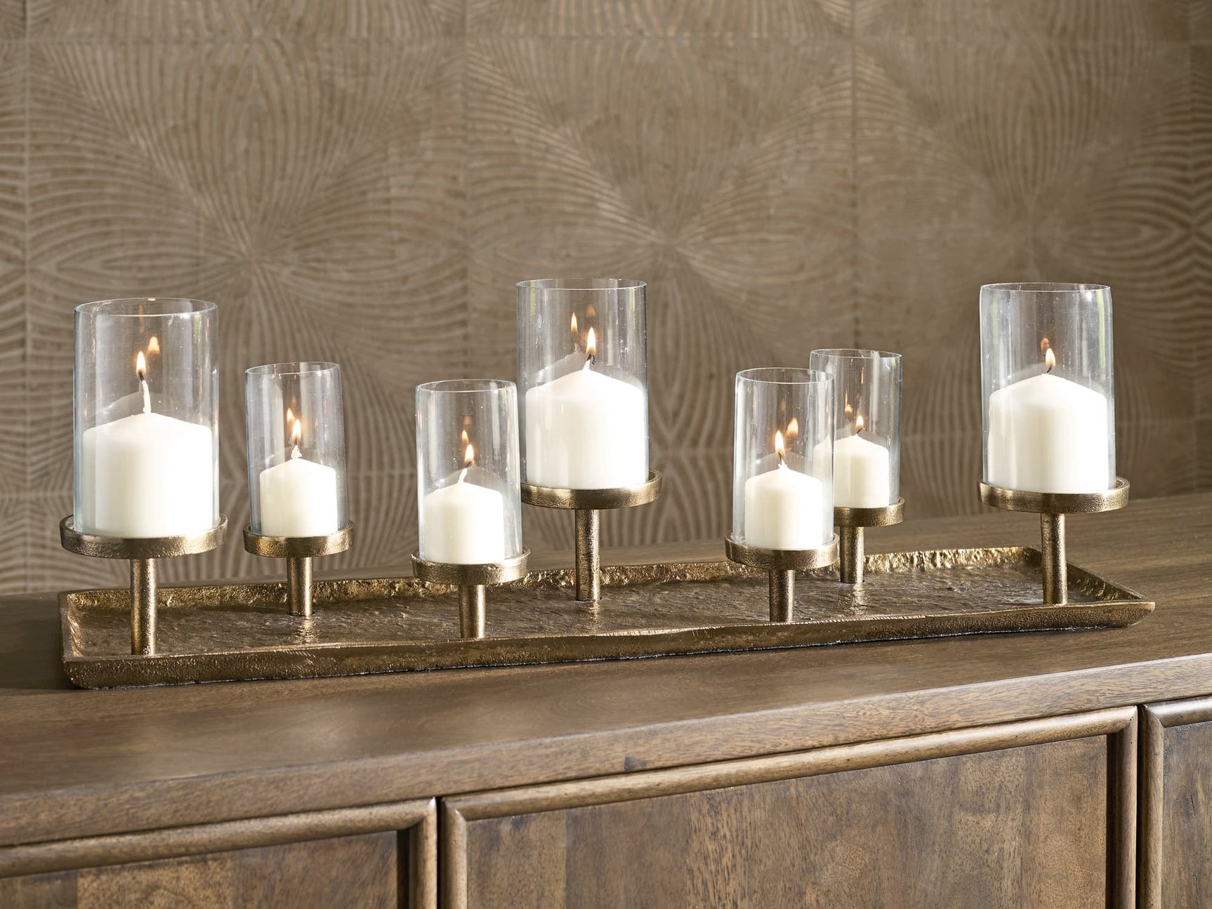 Wallmond Antique Brass Finish Candle Holder
