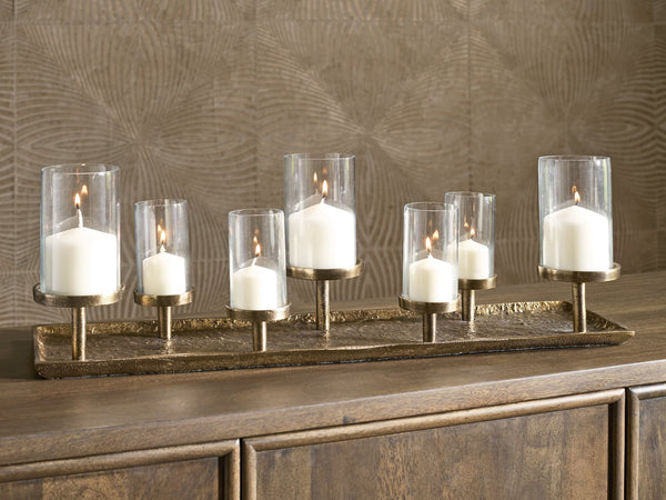 Wallmond Antique Brass Finish Candle Holder
