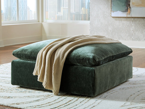 Carriage View Jade Velvet Oversized Accent Ottoman