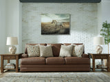 VillaCourt Caramel Faux Leather Sofa