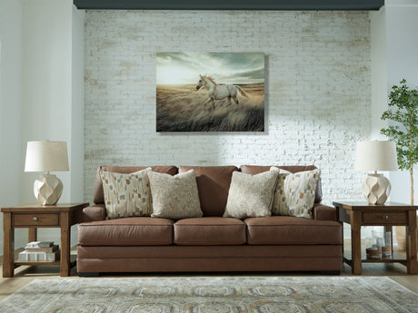 VillaCourt Caramel Faux Leather Sofa