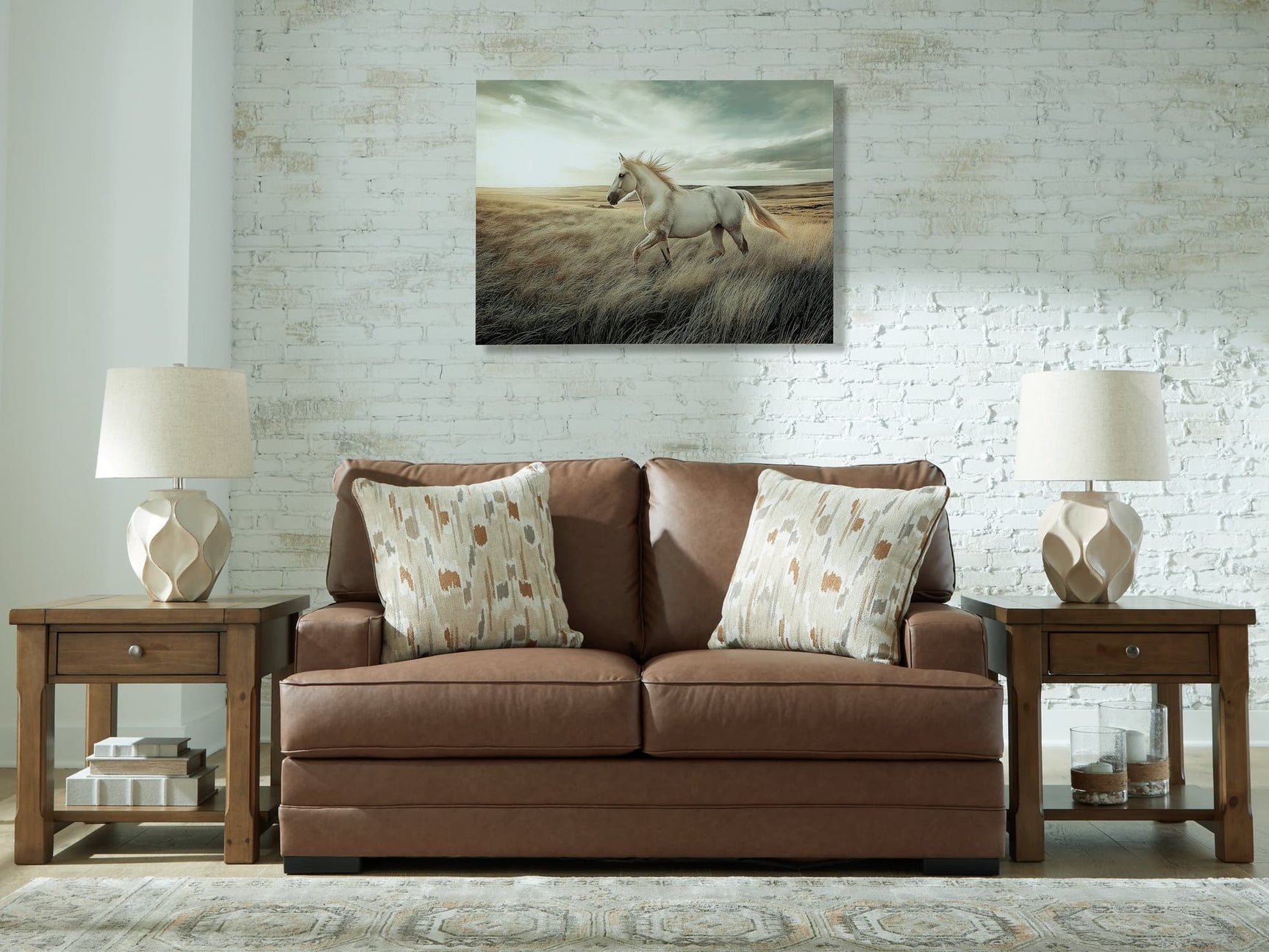 VillaCourt Caramel Faux Leather Loveseat