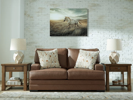 VillaCourt Caramel Faux Leather Loveseat