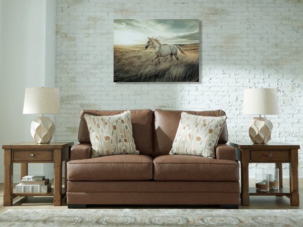 VillaCourt Caramel Faux Leather Loveseat