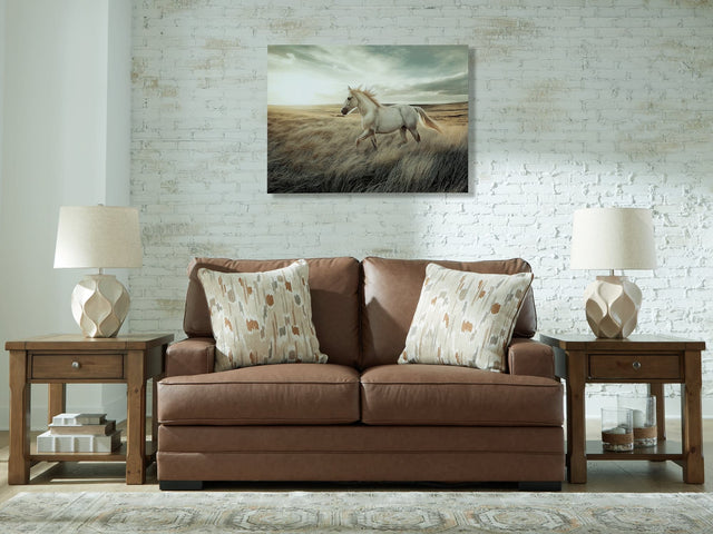 VillaCourt Caramel Faux Leather Loveseat