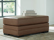 VillaCourt Caramel Faux Leather Ottoman