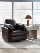 Modmax II Black Leather Swivel Glider Recliner