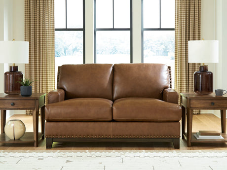 Saonara Amber Leather Loveseat