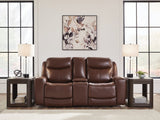 Next Move Mahogany Leather Power Reclining Loveseat with Console