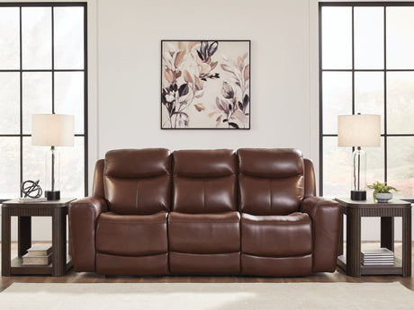 Next Move Mahogany Leather Power Reclining Sofa