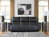 Glossmore Black Leather Reclining Sofa