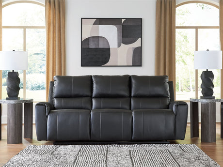 Glossmore Black Leather Reclining Sofa