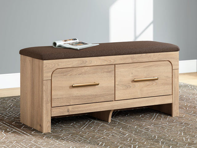 Kinlanni Tan/Brown Bedroom Storage Bench