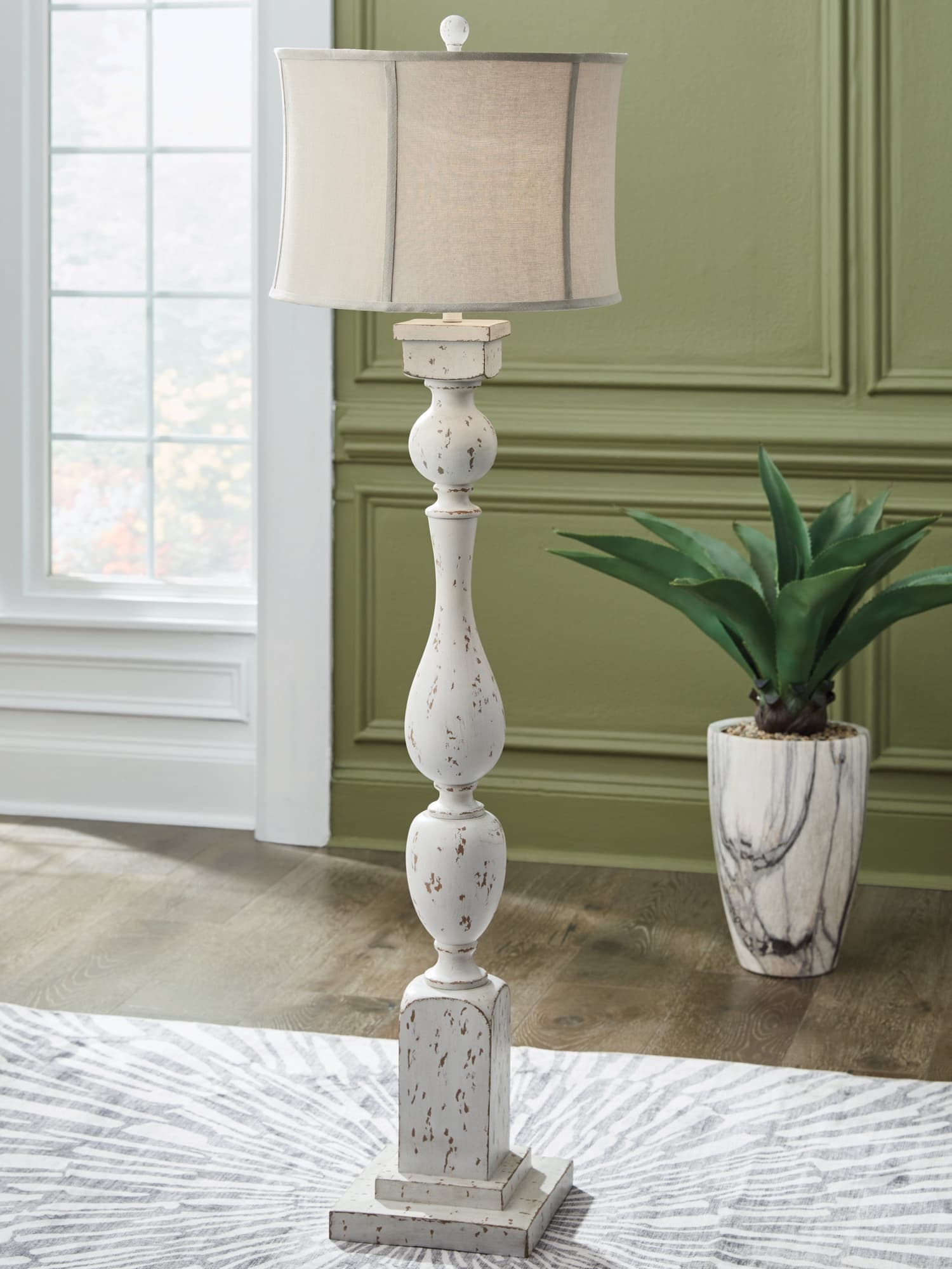 Madsbrook Antique White Floor Lamp