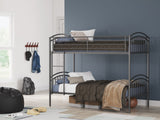 Lanceburg Gray Twin over Twin Bunk Bed with Ladder
